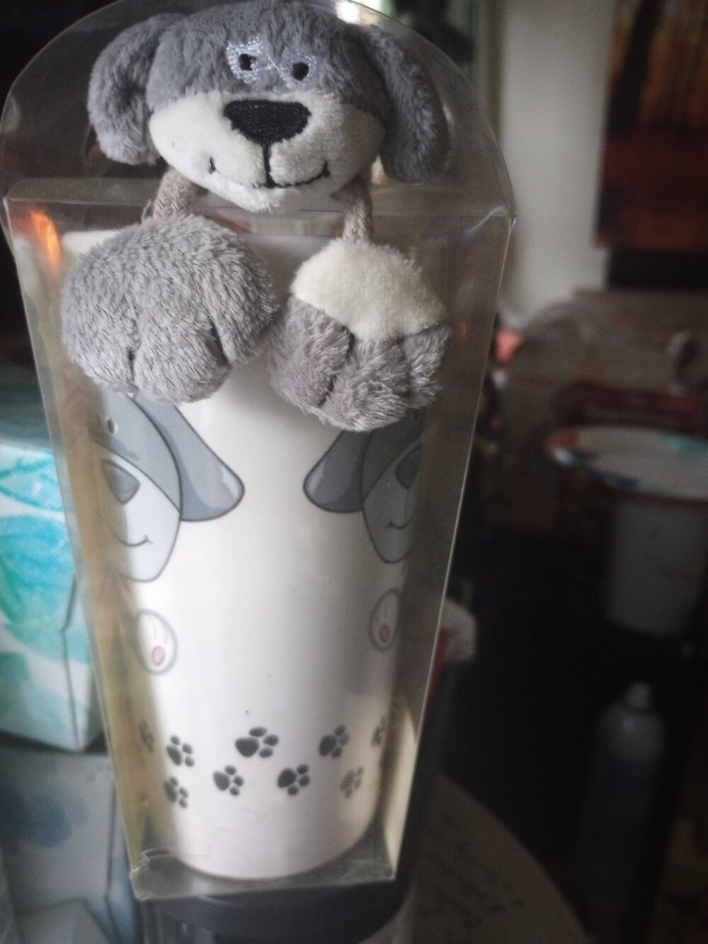 Dog mug 9oz with matching stuffed dog & cocoa! New clear box!